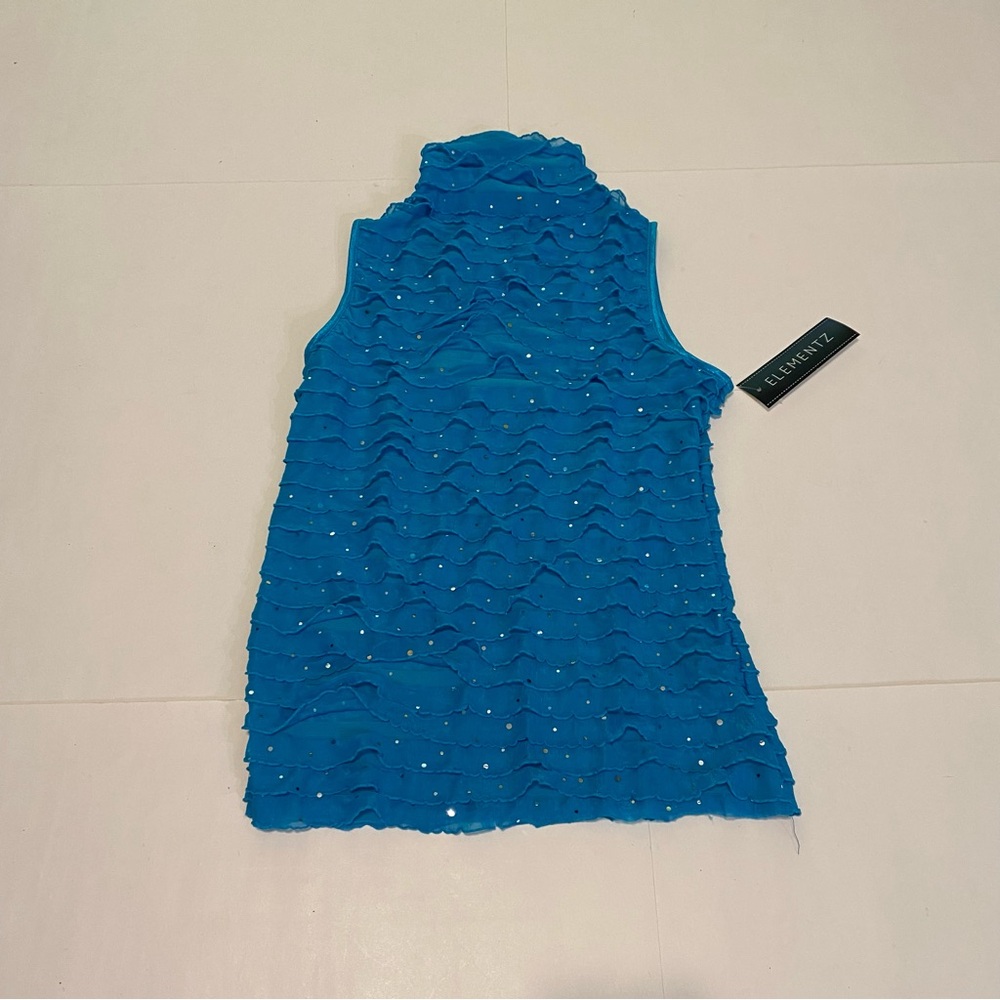 Elementz Sleeveless Ruffle Mock Neck Top - Bright Blue